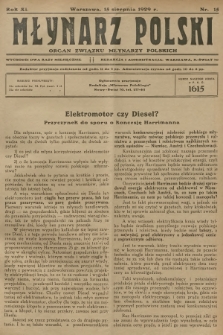 Młynarz Polski : organ Związku Młynarzy Polskich. R.11, 1929, nr 15