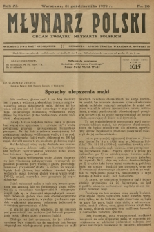 Młynarz Polski : organ Związku Młynarzy Polskich. R.11, 1929, nr 20 + wkładka