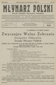 Młynarz Polski : organ Związku Młynarzy Polskich. R.12, 1930, nr 8