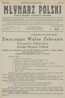 Młynarz Polski : organ Związku Młynarzy Polskich. R.12, 1930, nr 9
