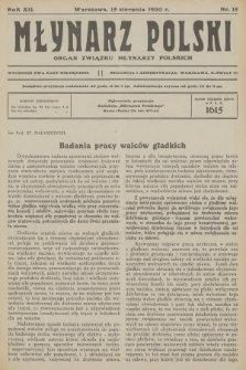 Młynarz Polski : organ Związku Młynarzy Polskich. R.12, 1930, nr 15