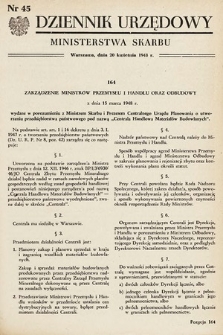 Dziennik Urzędowy Ministerstwa Skarbu. 1948, nr 45