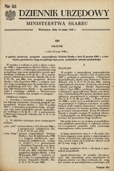 Dziennik Urzędowy Ministerstwa Skarbu. 1948, nr 55