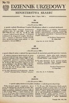 Dziennik Urzędowy Ministerstwa Skarbu. 1948, nr 72