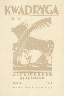 Kwadryga : czasopismo literackie. R. 3, 1930, nr 5