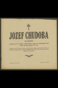 Józef Chudoba syn inżyniera przeżywszy lat 17 [...] zasnął w Panu dnia 20-go listopada 1917 roku