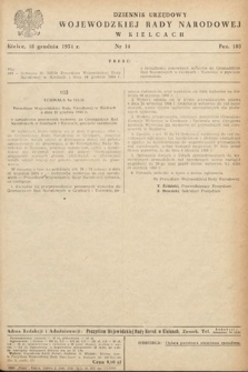 Dziennik Urzędowy Wojewódzkiej Rady Narodowej w Kielcach. 1954, nr 14