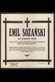 Emil Sozański [...] przeżywszy lat 61 [...] zasnął w Panu dnia31-go grudnia 1930 r.