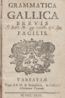 Grammatica Gallica Brevis & Facilis