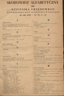 Dziennik Urzędowy Wojewódzkiej Rady Narodowej w Kielcach. 1958, skorowidz alfabetyczny