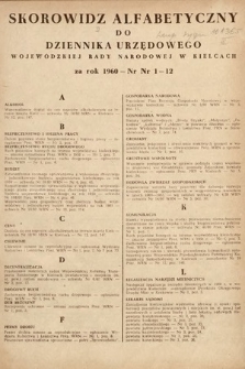 Dziennik Urzędowy Wojewódzkiej Rady Narodowej w Kielcach. 1960, skorowidz alfabetyczny
