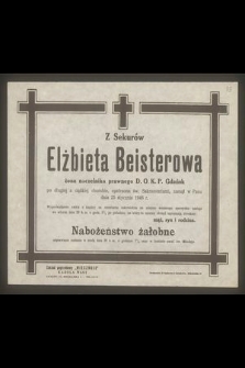 Z Sekurów Elżbieta Beisterowa żona naczelnika prawnego D. O. K. P. Gdańsk [...] zasnął w Panu dnia 25 stycznia 1946 r. […]