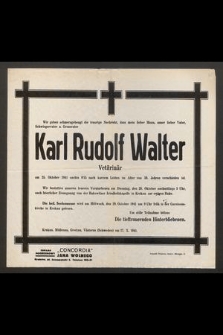 Wir geben schmerzgebeugt die traurige Nachricht [...] Karol Rudolf Walter Vetärinär am. 25. Oktober 1941 [...] verschieden ist