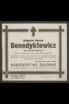 Zbigniew Marian Benedyktowicz radca Zarządu Miejskiego urodzony 8 września 1886 r., zasnął w Panu dnia 9 grudnia 1946 r. […]