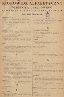 Dziennik Urzędowy Wojewódzkiej Rady Narodowej w Kielcach. 1962, skorowidz alfabetyczny