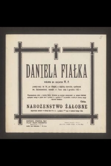 Daniela Fiałka wdowa po majorze W.P. [...] zasnęła w Panu dnia 2 grudnia 1952 r. [...]