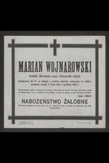 Marian Wojnarowski Sodalis Marianus, emer. kierownik szkoły [...], zasnął w Panu dnia 4 grudnia 1948 r.