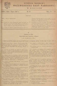 Dziennik Urzędowy Wojewódzkiej Rady Narodowej w Kielcach. 1963, nr 12