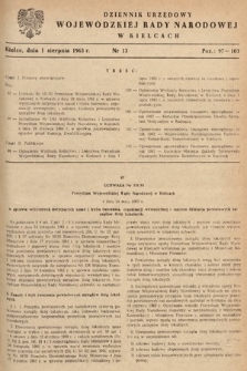Dziennik Urzędowy Wojewódzkiej Rady Narodowej w Kielcach. 1963, nr 13
