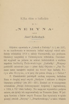 Kilka słów o balladzie p. t. „Neryna”