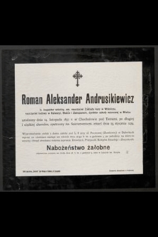 Roman Aleksander Andrusikiewicz [...] zmarł dnia 25 stycznia 1914 [...]