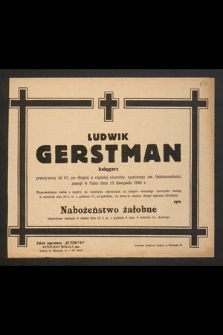 Ludwik Gerstman księgarz [...] zasnął w Panu dnia 13 listopada 1944 r. [...]
