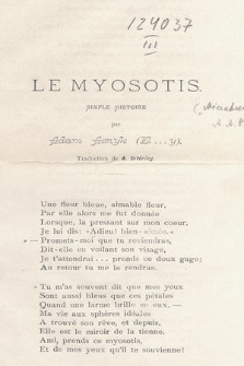 Le myosotis : simple histoire