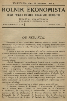 Rolnik Ekonomista : organ Związku Polskich Organizacyj Rolniczych. 1925, nr okazyjny