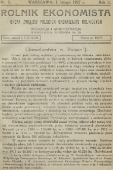 Rolnik Ekonomista : organ Związku Polskich Organizacyj Rolniczych. R.2, T.2, 1927, nr 3