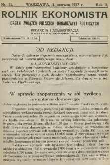 Rolnik Ekonomista : organ Związku Polskich Organizacyj Rolniczych. R.2, T.2, 1927, nr 11
