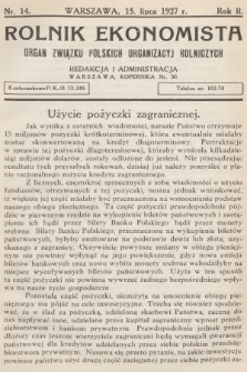 Rolnik Ekonomista : organ Związku Polskich Organizacyj Rolniczych. R.2, T.3, 1927, nr 14