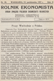 Rolnik Ekonomista : organ Związku Polskich Organizacyj Rolniczych. R.2, T.3, 1927, nr 20