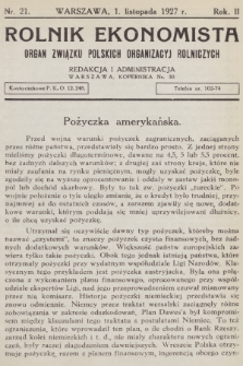 Rolnik Ekonomista : organ Związku Polskich Organizacyj Rolniczych. R.2, T.3, 1927, nr 21