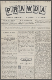 Prawda : tygodnik polityczny, społeczny i literacki. 1894, nr 45