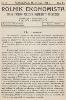 Rolnik Ekonomista : organ Związku Polskich Organizacyj Rolniczych. R.3, T.4, 1928, nr 2