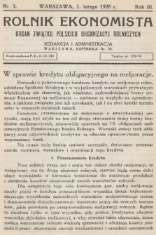 Rolnik Ekonomista : organ Związku Polskich Organizacyj Rolniczych. R.3, T.4, 1928, nr 3