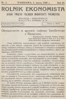 Rolnik Ekonomista : organ Związku Polskich Organizacyj Rolniczych. R.3, T.4, 1928, nr 5