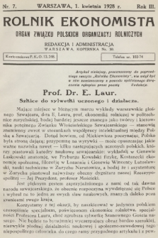 Rolnik Ekonomista : organ Związku Polskich Organizacyj Rolniczych. R.3, T.4, 1928, nr 7