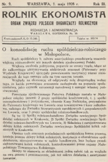 Rolnik Ekonomista : organ Związku Polskich Organizacyj Rolniczych. R.3, T.4, 1928, nr 9