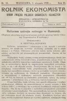 Rolnik Ekonomista : organ Związku Polskich Organizacyj Rolniczych. R.3, T.5, 1928, nr 15