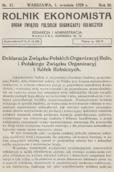 Rolnik Ekonomista : organ Związku Polskich Organizacyj Rolniczych. R.3, T.5, 1928, nr 17
