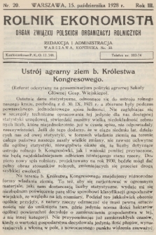 Rolnik Ekonomista : organ Związku Polskich Organizacyj Rolniczych. R.3, T.5, 1928, nr 20