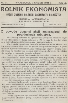 Rolnik Ekonomista : organ Związku Polskich Organizacyj Rolniczych. R.3, T.5, 1928, nr 21