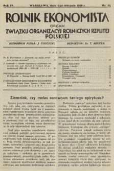 Rolnik Ekonomista : organ Związku Organizacyj Rolniczych Rzplitej Polskiej. R.4, T.7, 1929, nr 15