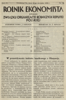 Rolnik Ekonomista : organ Związku Organizacyj Rolniczych Rzplitej Polskiej. R.4, T.7, 1929, nr 16