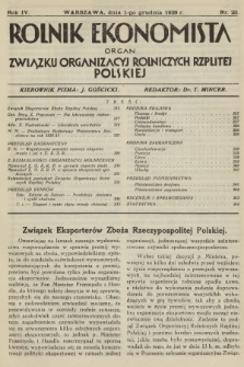 Rolnik Ekonomista : organ Związku Organizacyj Rolniczych Rzplitej Polskiej. R.4, T.7, 1929, nr 23