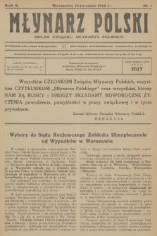 Młynarz Polski : organ Związku Młynarzy Polskich. R.10, 1928, nr 1