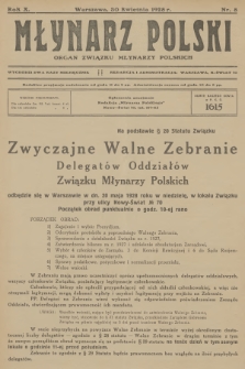 Młynarz Polski : organ Związku Młynarzy Polskich. R.10, 1928, nr 8