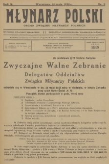 Młynarz Polski : organ Związku Młynarzy Polskich. R.10, 1928, nr 9