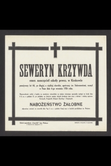 Seweryn Krzywda [...] zasnął w Panu dnia 6-go września 1926 roku [...]